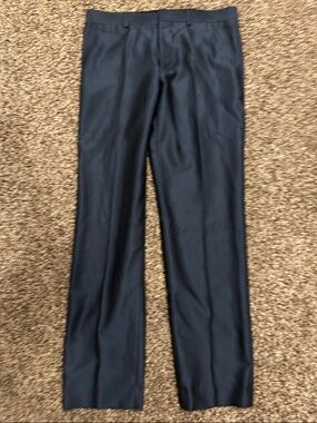 jf j.ferrar Navy Blue Dress Pants with Black Waistband